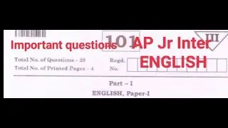 AP Jr.intermediate ENGLISH Important questions 2022||1st yr inter English paper important questions|