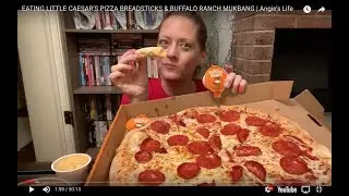 EATING LITTLE CAESAR&rsquo;S PIZZA BREADSTICKS & BUFFALO RANCH MUKBANG | Angie&rsquo;s Life