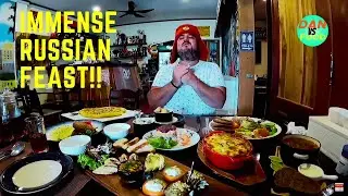 The ONLY Russian 🇷🇺 Restaurant In Laos! 15-Dish Extravaganza @ Privet + VODKA 🥟🥘🍖🧀 Vientiane