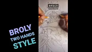 DRAWING BROLY USING TWO HANDS STYLE #shorts #ambidextrous