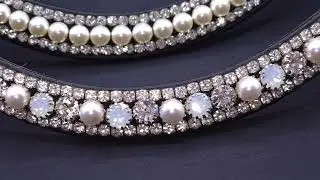  Cream and ivory Pearl 8 mm three row crystal browband 
