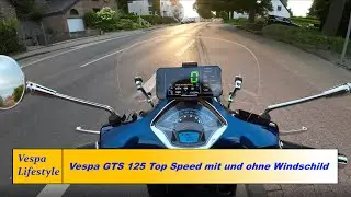 Vespa GTS 125 Top Speed mit und ohne Windschild