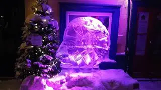 Quebec City Winter Carnival Ice Sculpture Changing Color
