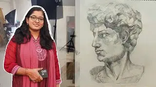 পেন্সিল স্কেচে ডেভিড । How To Draw Michelangelo's The David?