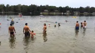 Woman swims at Brown Lake