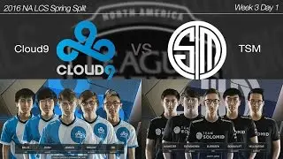 2016 NA LCS Spring Week 3 Day 1 [ Cloud9 vs TSM ] 160131