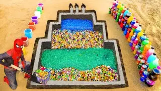 How to make Rainbow Birthday Cake with Orbeez, Coca Cola, Chupa Chups vs Mentos & Sodas
