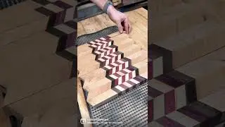 Purpleheart and Maple Herringbone! #woodworking #woodwork #woodworker #art #artist #shorts #maker