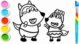 Lucy and Wolfoo cartoon Drawing for Kids | Easy Step by Step Coloring 🎨|Little Cloud