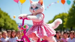 Pinky Cat Funny Dress Up & Dance | Best Cat Video for Children and Babies