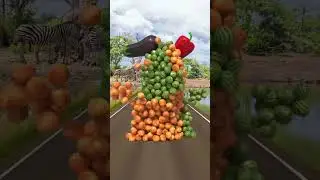 Fruit and vegetable walking and fall down... 3D special effects #shorts