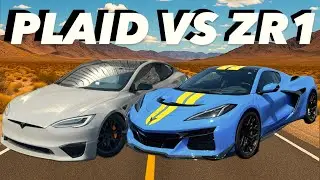 CORVETTE C8 ZR1 VS TESLA MODEL S PLAID HEATED ROLL RACES