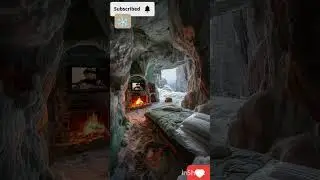 Enchanting Snowfall Sounds in a Unique Cave Bedroom Escape! ❄️🏔️#asmr #relax #travel #shorts #shorts