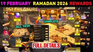 19 February 🤯 Ramadan 2026 | Free Rewards 🔥 new Event ff max Free Fire New lost treasure Event Today