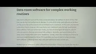 Cloud data room software for complex working
