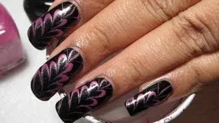 Pink & Black Hearts Valentine's Water Marble Nail Art Tutorial