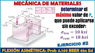 FLEXIÓN ASIMÉTRICA: CARGA EXCÉNTRICA | Problema 4.149 BEER JOHNSTON 6ta Ed | Mecánica de Materiales