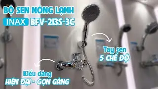 Bộ v&ograve;i sen tắm n&oacute;ng lạnh INAX BFV-213S-3C tay sen 5 chế độ phun massage si&ecirc;u đ&atilde;