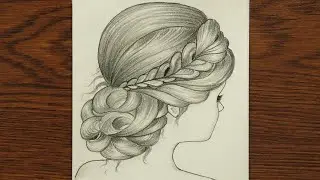 How to draw a girl with beautiful hairstyle easy | Hair drawing | Girl drawing