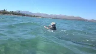 Kitesurfen Mallorca Patrick bodydrag nach 2 stunde kitekurs wind in Mallorca