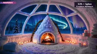 12H Arctic Igloo Fireplace Ambience ❄️ Snow + Distant Owl | No Music &bull; No Talking