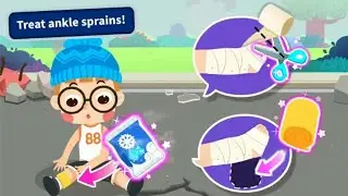 Baby Panda Earthquake Hero EP - 2||Put the ice bag on the sprained leg to reduce the swelling.