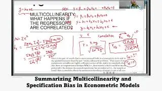 summarizing multicollinearity and specs error - basic econometrics