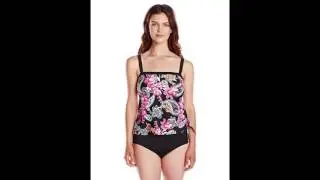 Maxine of Hollywood Womens Poppy Paisley Faux Tankini One Piece Swimsuit Pink