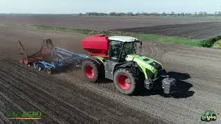 Vezelhennep zaaien Claas Xerion 4000 Dun Agro 2020