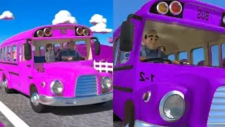 Wheels On The Animal Bus Remix Sound Variations in 60 Seconds | Nursery Rhymes Bubble Pie 