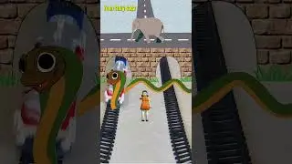 Anaconda Snake and 3 monkeys are playing the Squid Game and the train is approaching fast #anaconda