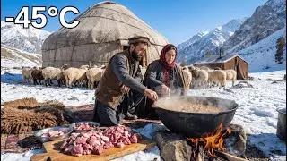 Nomadic Shepherd Couple in Afghanistan: Cooking Whole Sheep in Giant Traditional Kazan