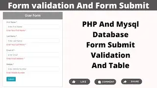 Server Side Required field validation using PHP Form validation Send Form data in MySQL database#php