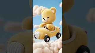 kawaii bear exploring the blue sky #cartoonforkids #aivideo