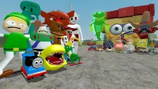3D КЛОНЫ САНИКА МЕМЫ ПРОТИВ ПРОКЛЯТЫХ NPC ГУБКИ БОБА в Garry's Mod!