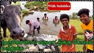 எருமை மாடு கூட குளிச்ச முருகேசனும் கந்தசாமியும் அப்பா மகன் அலப்பறை | With Subtitles | Pana Matta