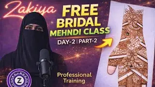 Free Bridal Mehndi Class Day 2 (part-2) | Easy Bridal Elements Step by Step | Zakiya Mehndi Designer