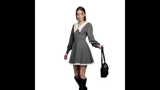 Rebellious Charm: The Peter Pan Collar Spliced Mini Dress!