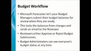 Budget Workflow in Microsoft Forecaster
