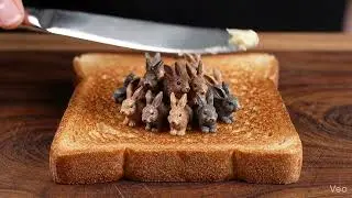 Tiny Rabbits on Bread 🐰🍞 | Cute ASMR Mini World&rdquo; #rabbit #asmr #trendingreels 