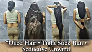 Graceful Long Hair Transformation | From Loose Waves to Tight Stick Bun