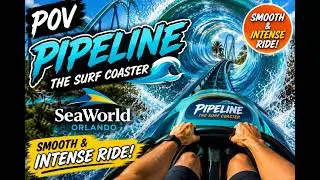 FRONT ROW POV 🌊 Pipe The Surf Coaster | SeaWorld Orlando 🎢💨 | Smooth & Intense Ride!