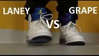 Air Jordan Grape VS Laney 5 Sneaker battle on feet  PickOne