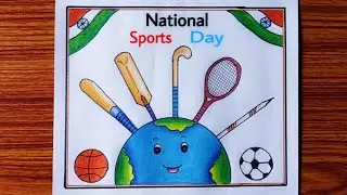 National Sports Day Drawing / Sports Day Poster Drawing / Easy National Sports Day Drawing