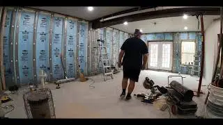 Basement drywall wall installation (5)