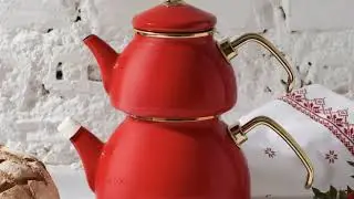 KARACA Retro Enamel Tea Pot Red