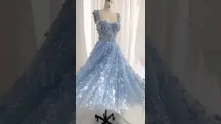 Making a corset 3D flowers midi sky blue dress #fashion #dress #promdress