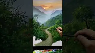 How to draw beautiful scenery with acrylic #draw #art #acrylicscenery #artandcraft #paintingdrawing