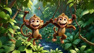 Six Silly Monkeys Swing and Slide | Fun Action Song for Kids | Nursery Rhymes and Baby Songs