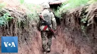Ukrainian Troops Patrol Trenches on Donetsk Frontline